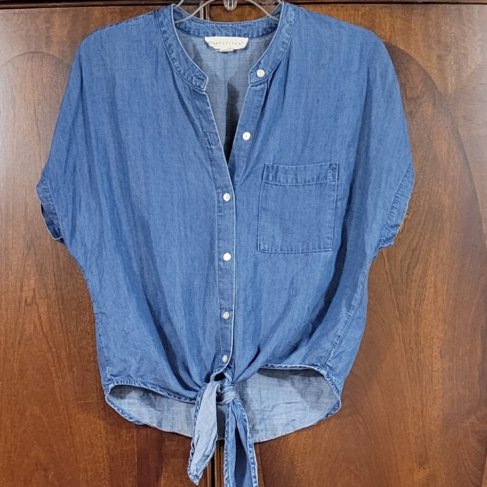 Womens Soft Thin Casual Jean Blouse